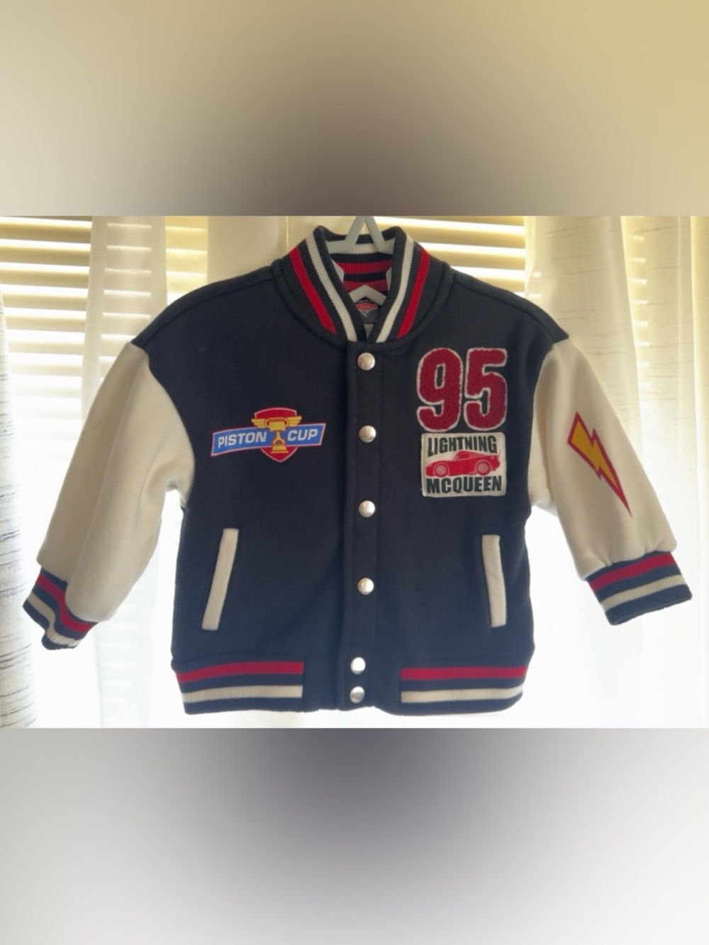 Disney Lightning McQueen 95 Black & White Varsity Jacket